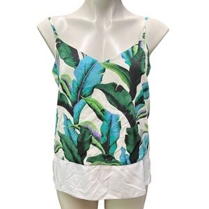 Banana Republic Tropical Camisole Small Blue Green Leaves